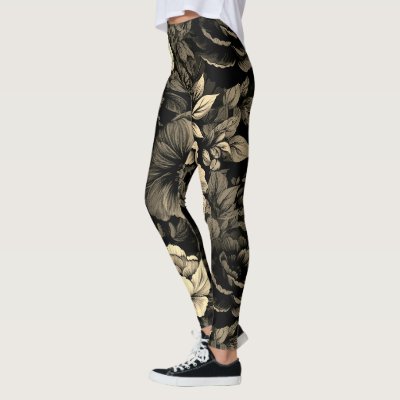 Sepia Tone Vintage Floral Print