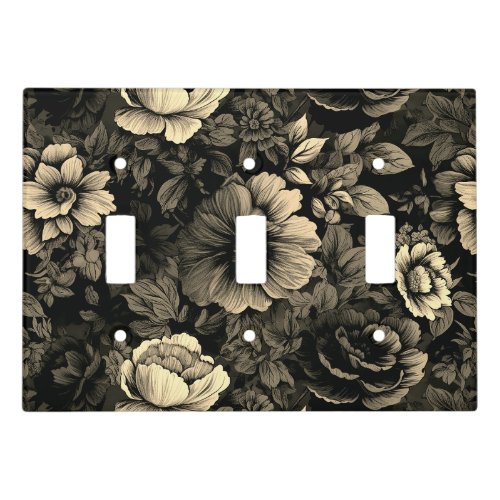 Sepia Tone Vintage Floral Print Light Switch Cover