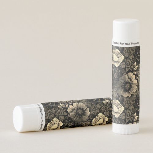 Sepia Tone Vintage Floral Print Lip Balm