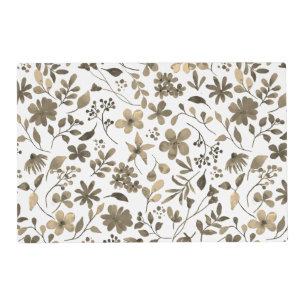 Sepia Tone Vintage Floral Print Placemat