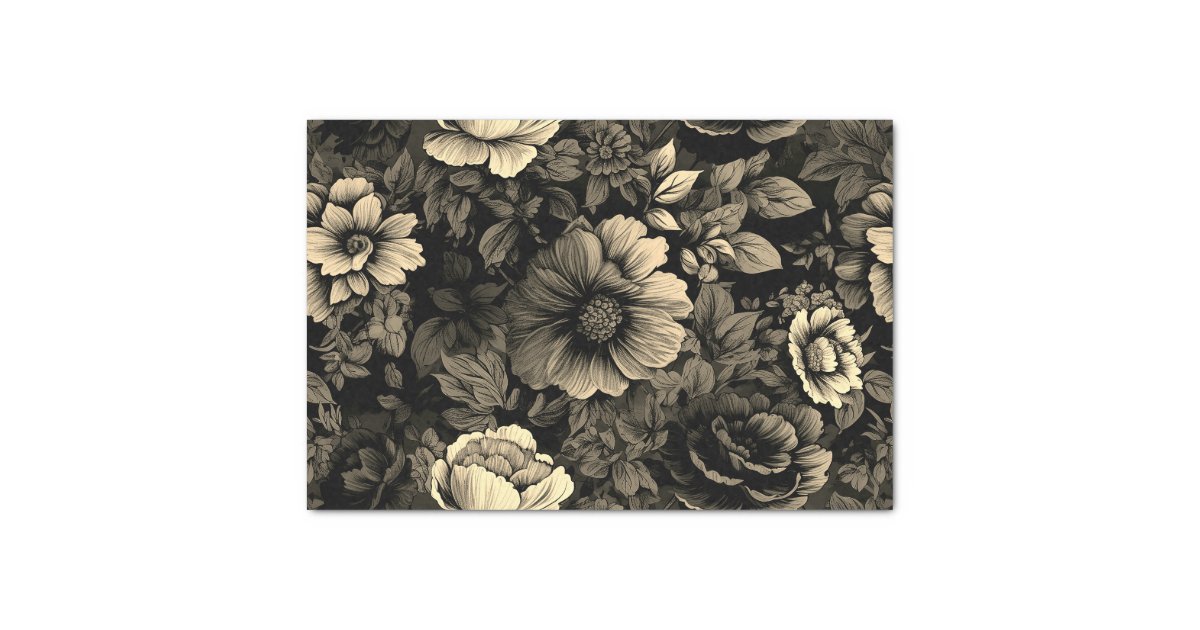 sepia-tone-vintage-floral-print-tissue-paper-zazzle