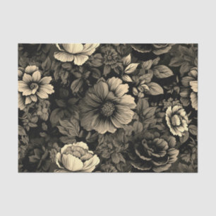 Sepia Tone Vintage Floral Print Tissue Paper