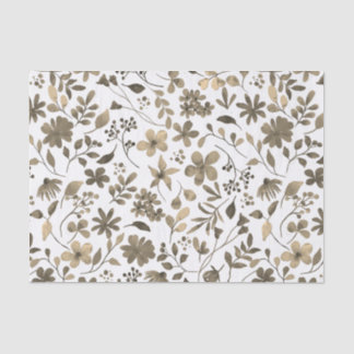 Sepia Tone Vintage Floral Print Tissue Paper