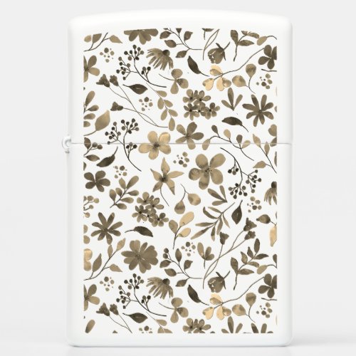 Sepia Tone Vintage Floral Print Zippo Lighter