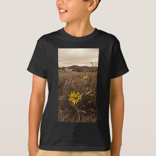 Sepia tone Yellow wildflowers T_Shirt