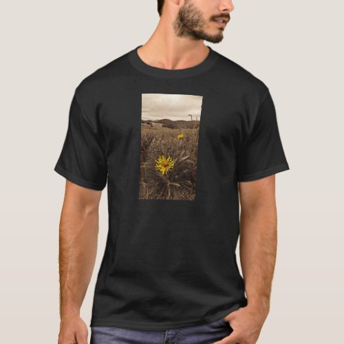 Sepia tone Yellow wildflowers T_Shirt