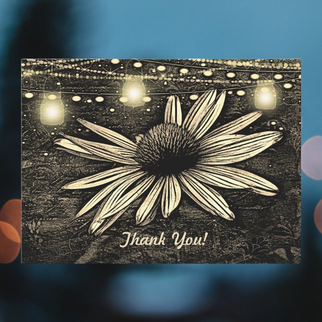 Sepia Toned Coneflower under Jar Lights Thank You (Creator Uploaded)