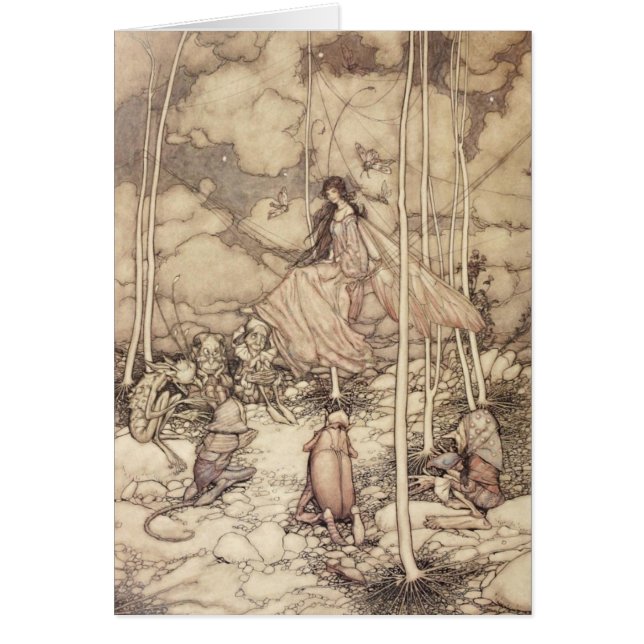 Sepia-toned Fairy Queen with Creatures Cards (Front)