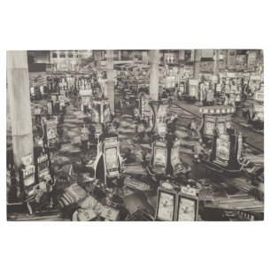 Sepia toned Las Vegas Casino Slot Machines  Metal Print