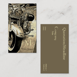 Sepia toned motorcycle business card