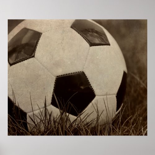 Sepia Toned Soccer Ball Poster