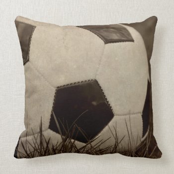 Sepia Toned Soccer Ball Throw Pillow by Meg_Stewart at Zazzle