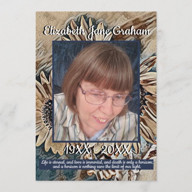 Sepia Toned Sunflower Art | Photo | Funeral Program (Front)