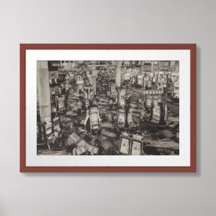 Sepia toned Vegas Casino Slot Machines Framed Art