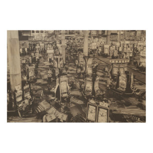 Sepia toned Vegas Casino Slot Machines Wood Wall Art