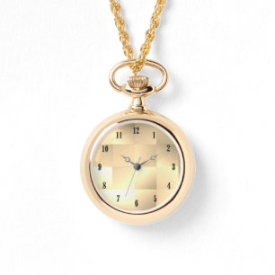 Sepia Tones in a Square Pattern Black Numbers Watch