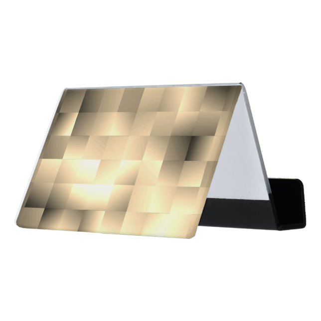   Sepia Tones in a Square Pattern Desk Business Card Holder (Angled Back)