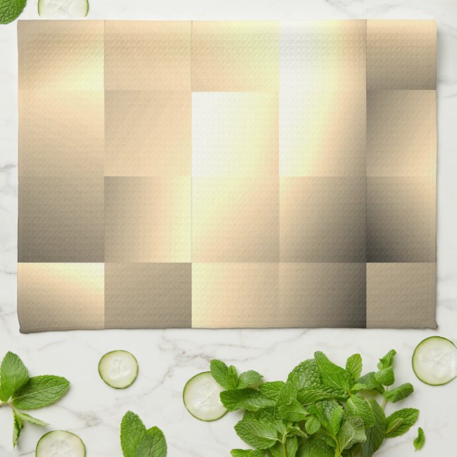   Sepia Tones in a Square Pattern Kitchen Towel (Folded)