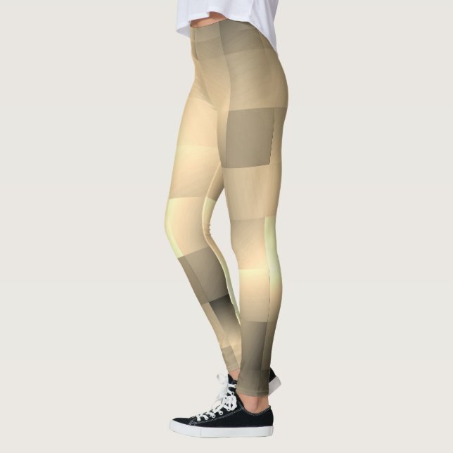   Sepia Tones in a Square Pattern Leggings (Left)