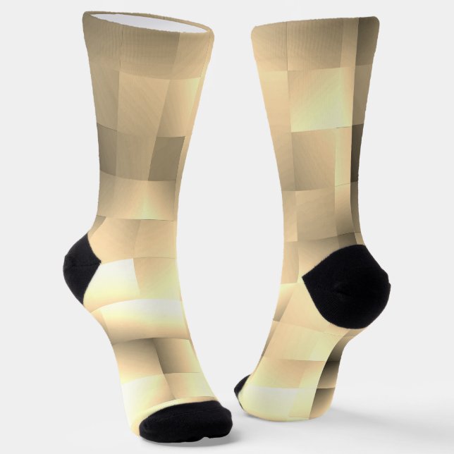   Sepia Tones in a Square Pattern Socks (Angled)