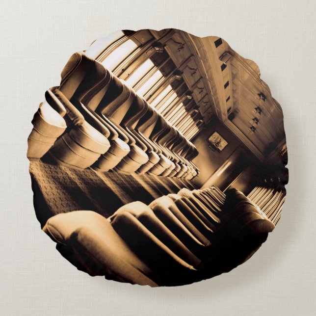 Sepia Train Seats  Round Pillow (Front)