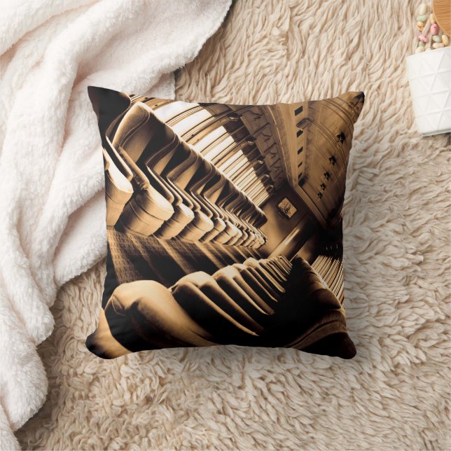 Sepia Train Seats  Throw Pillow (Blanket)