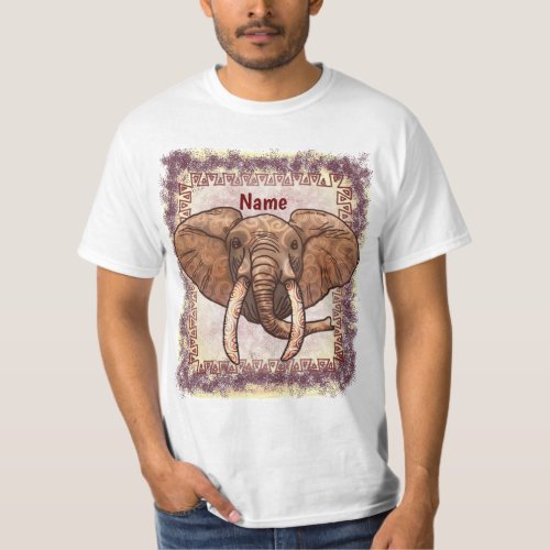 Sepia Tribal Elephant custom name t_shirt