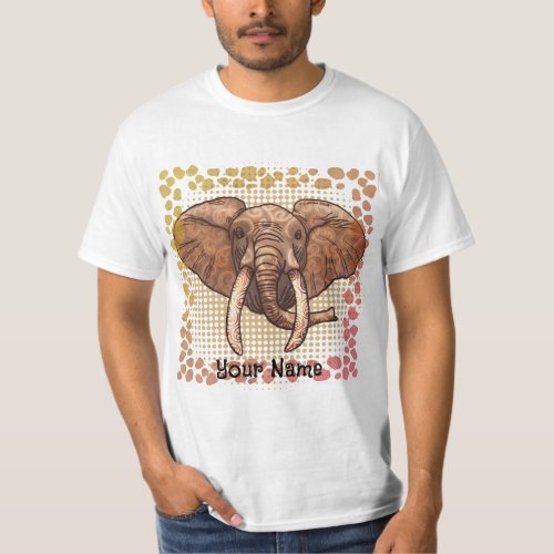 Sepia Tribal Elephant custom name t_shirt