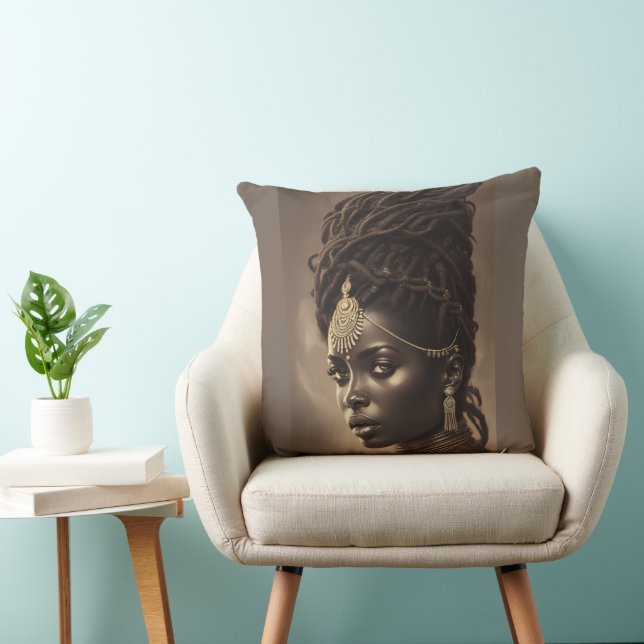 Sepia Tribe Throw Pillow (Chair)