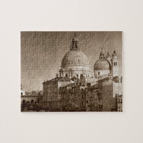 Sepia Venice Grand Canal Piazza San Marco Salute Jigsaw Puzzle