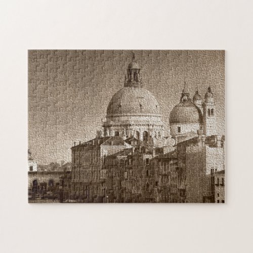 Sepia Venice Grand Canal Piazza San Marco Salute Jigsaw Puzzle
