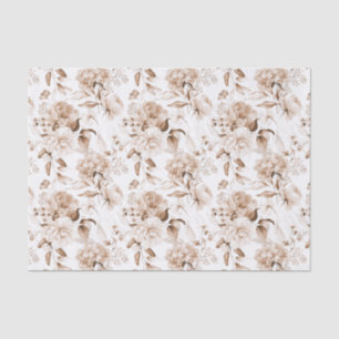 Sepia Vintage 1600s Floral Art Boho Baby Shower 3 Tissue Paper