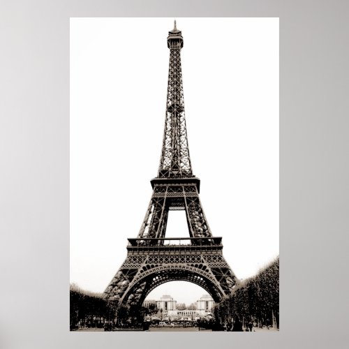 Sepia Vintage Eiffel Tower Paris Travel Poster