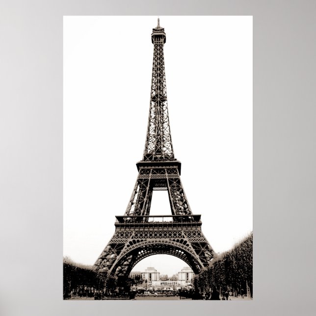 Sepia Vintage Eiffel Tower Paris Travel Poster (Front)