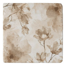 Sepia Vintage Floral Watercolor Botanical Painting