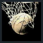Sepia Vintage Look Basketball Perfect Art Poster<br><div class="desc">I Love This Game. Popular Sports - Basketball Game Ball Image.</div>