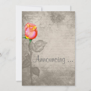 Sepia Vintage Spot Color Peace Rose Wedding Invitation