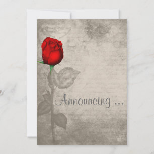 Sepia Vintage Spot Color Rose Bud Wedding Invitation