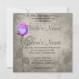 Sepia Vintage Spot Color Rose Bud Wedding Invitation