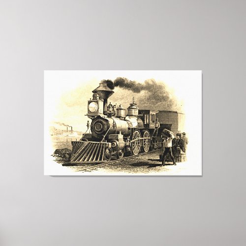 Sepia Vintage Steam Train Engine  48 x  32 Canvas Print