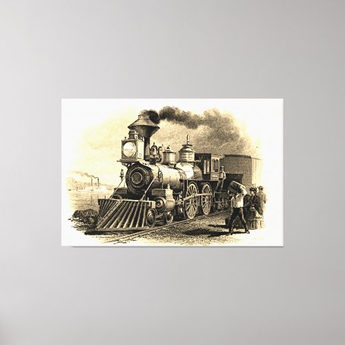 Sepia Vintage Steam Train Engine 60 x 40 LARGE Canvas Print