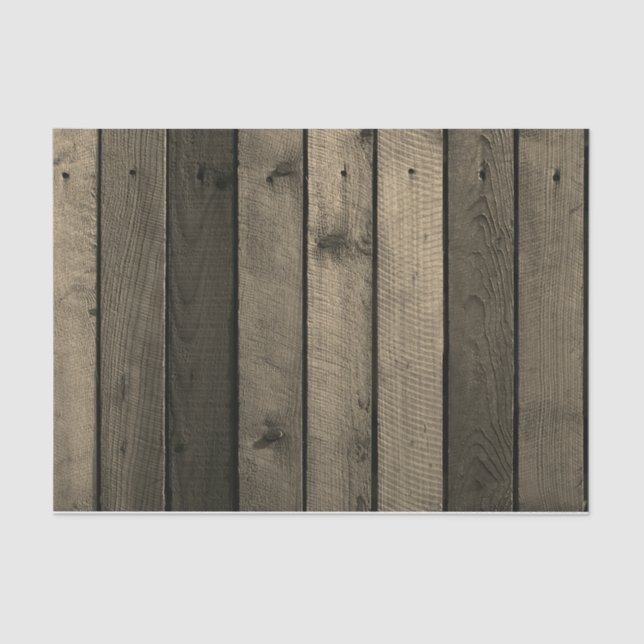 Sepia Vintage Style Wood Plank Tissue Paper (Front)
