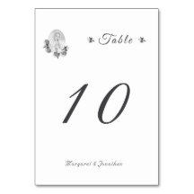 Sepia Virgin Mary Wedding Table Number