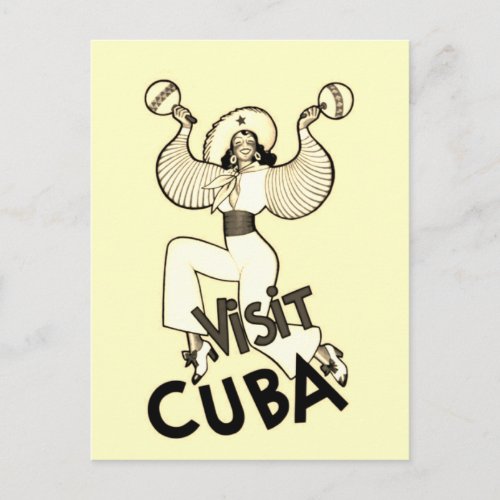 Sepia Visit Cuba Vintage Travel Advertisement Postcard