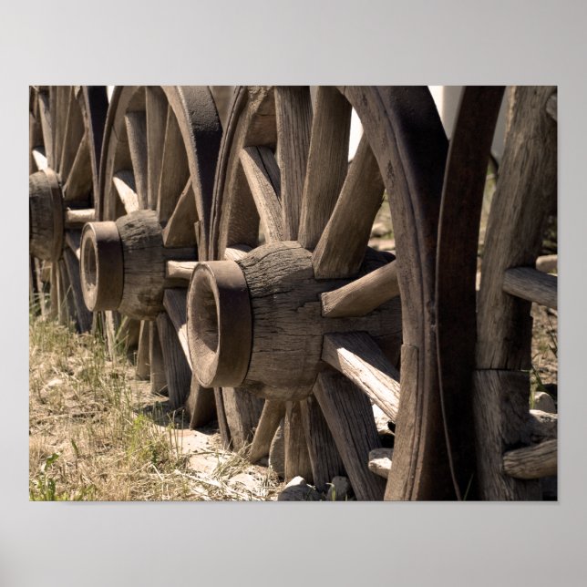 Sepia Wagon Wheels Poster (Front)