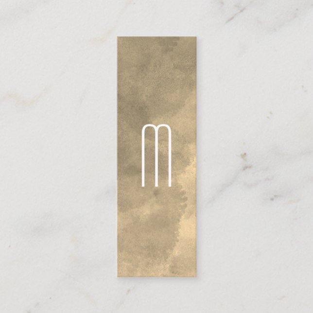 Sepia Watercolor Monogram Mini Business Card (Front)
