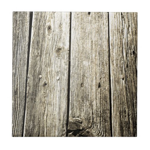 Sepia Weathered Wood Fence Texture Tile