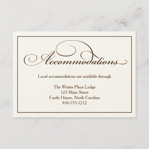 Sepia Wedding Accommodations Details Card