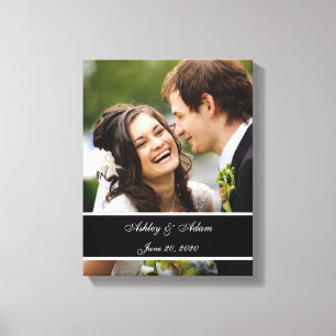 Sepia Wedding Photo Personalized Canvas Print