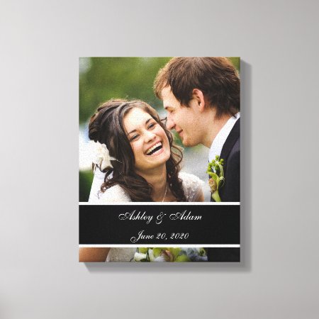 Sepia Wedding Photo Personalized Canvas Print